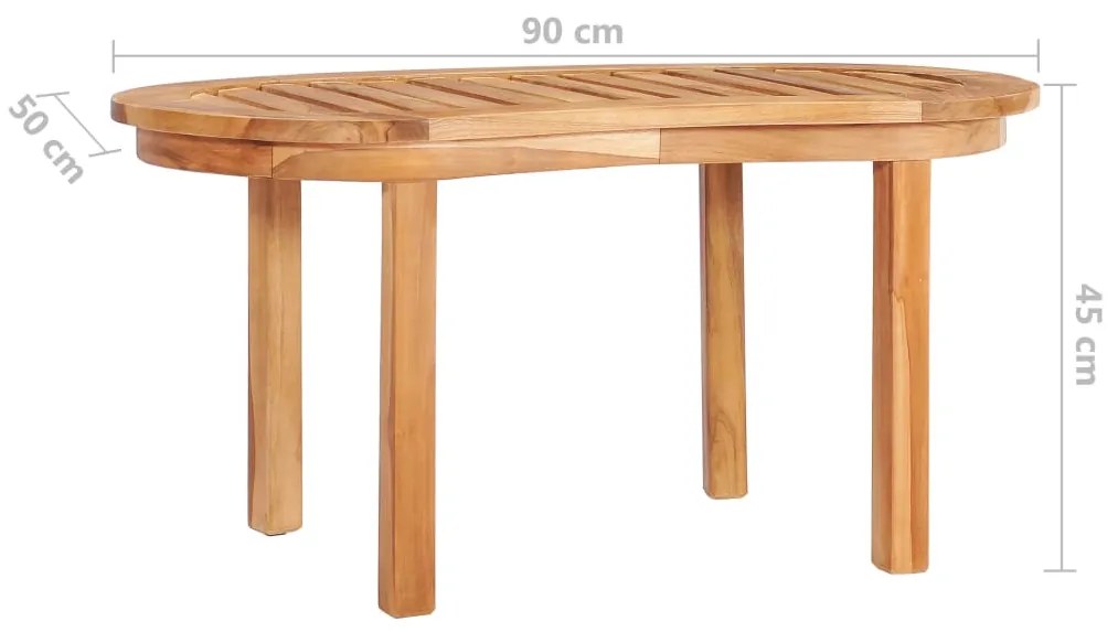 Tavolino da Caffè 90x50x45 cm in Legno Massello di Teak