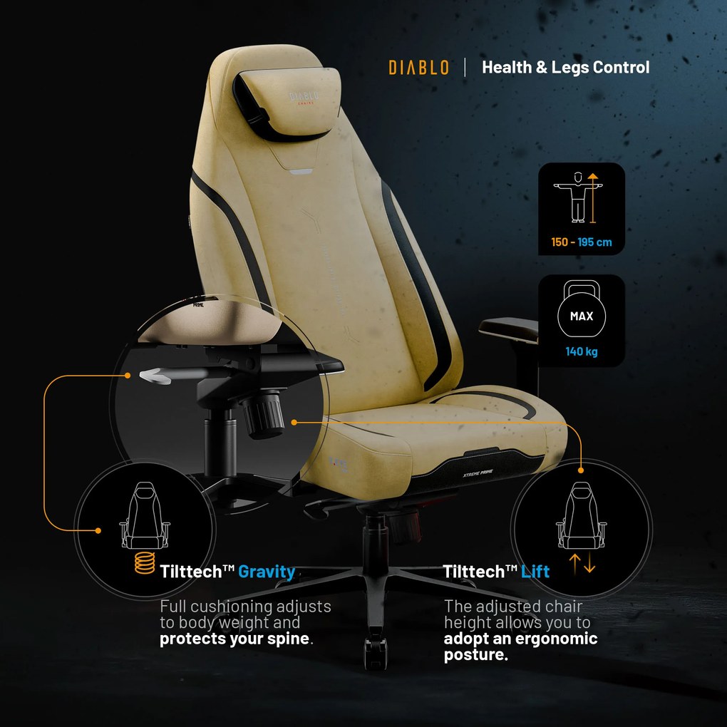 Sedia da gaming Diablo X.Eye Prime Broken Gold Normal Size