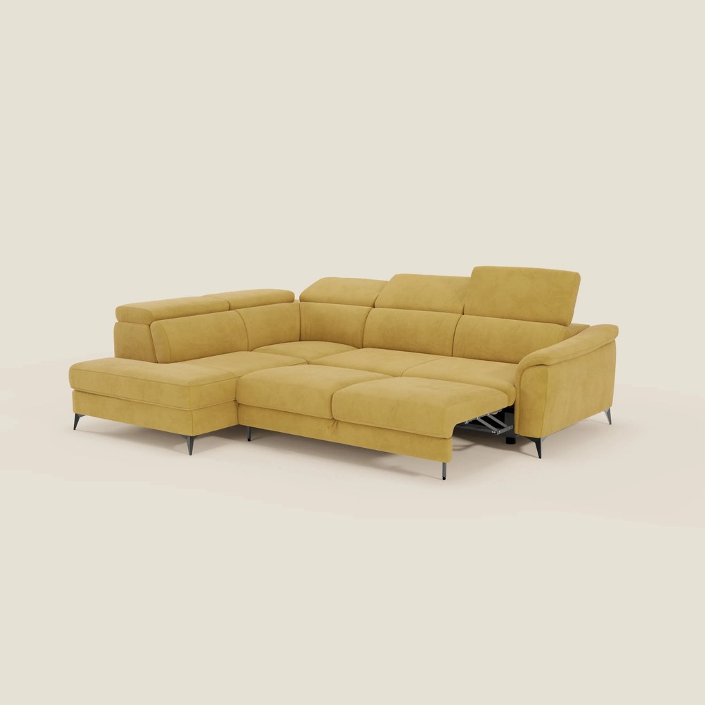 Arcos Divano angolare - piedini alti e poggiatesta reclinabili in microfibra impermeabile T11 giallo