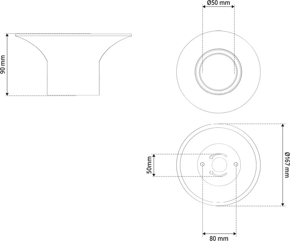 Plafoniera Ø167x90mm GU10 in Gesso Pitturabile Rotonda