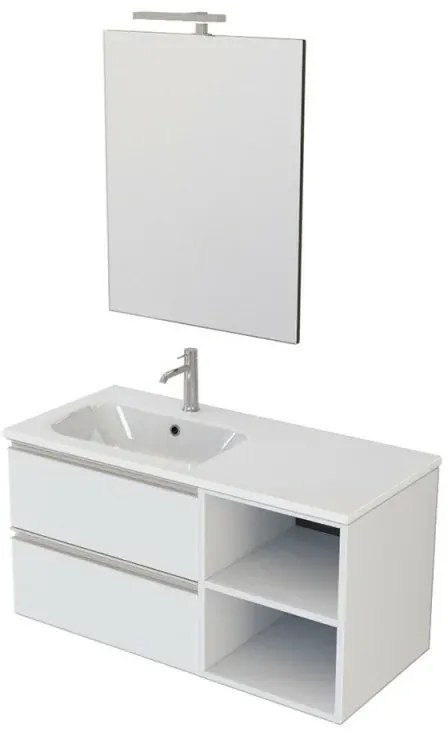 Mobile bagno sospeso 100 cm Master bianco con cassetti e vani