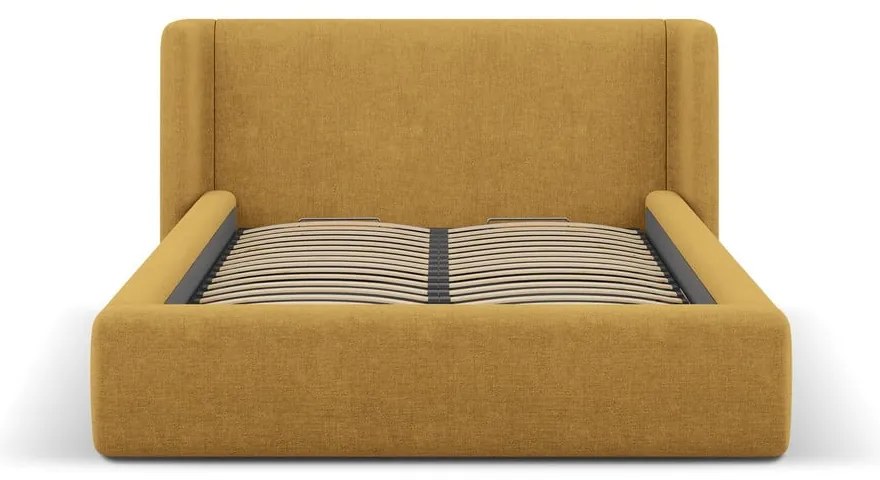 Letto matrimoniale imbottito color senape con contenitore con rete inclusa 180x200 cm Jason – Windsor &amp; Co Sofas