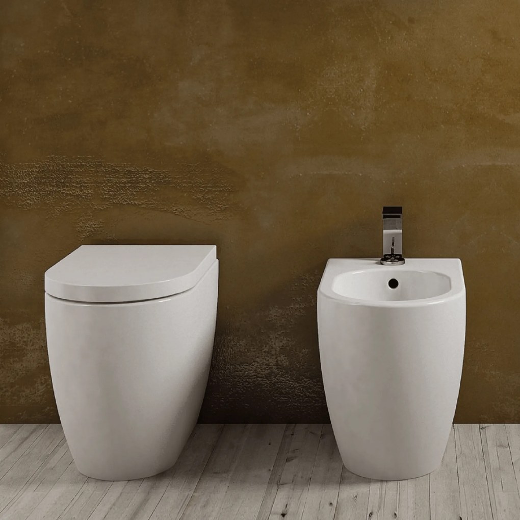 Coppia Di Sanitari a Terra Ceramica Cielo "Mini-Smile 48" Bianco Lucido