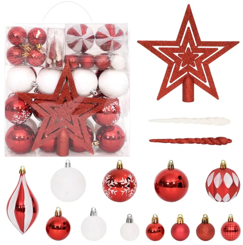 Set Addobbi Di Natale 64 Pz Rosso E Bianco /