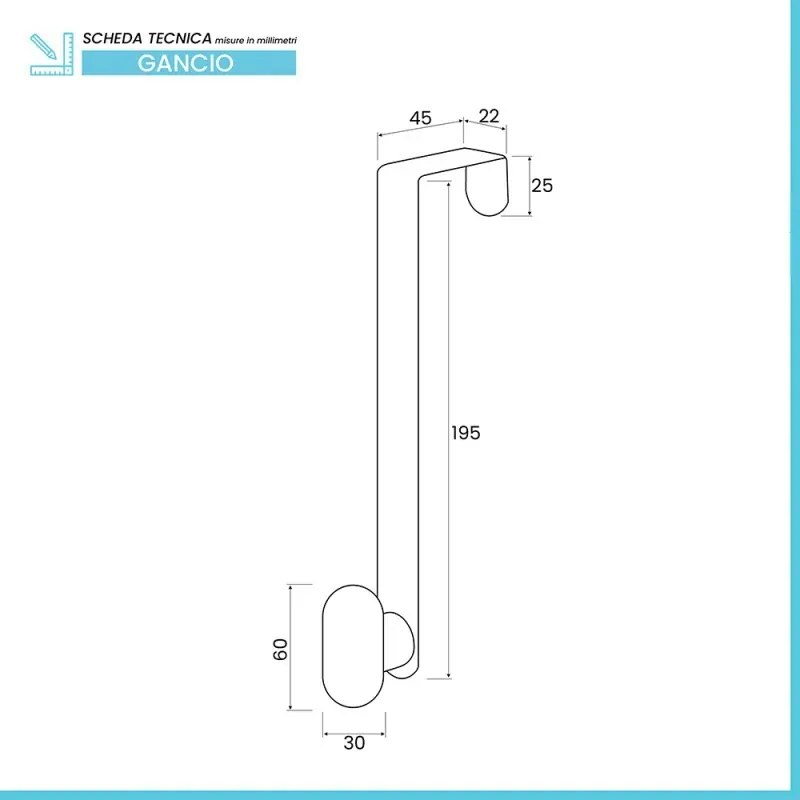 Gancio bagno singolo in acciaio e plastica bianco rettangolare Fiore