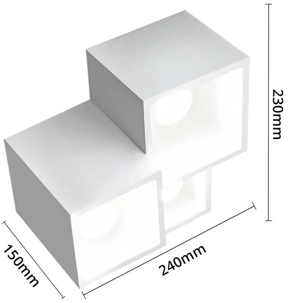 Applique da Soffitto in Gesso Pitturabile H150mm 3xGU10