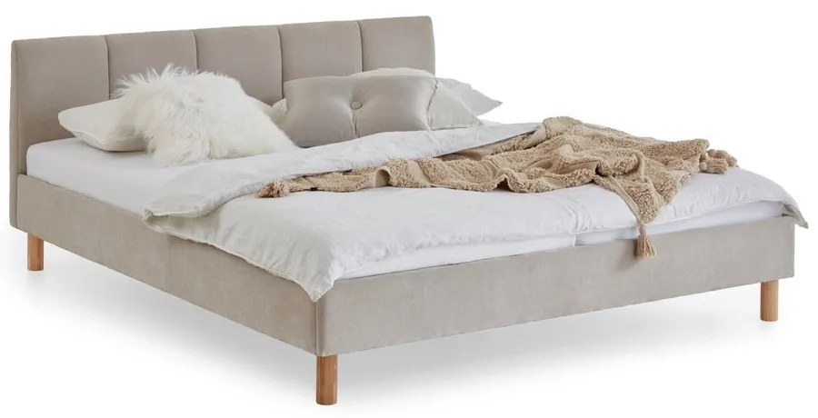 Letto matrimoniale imbottito beige rete non inclusa 180x200 cm Joker – Meise Möbel