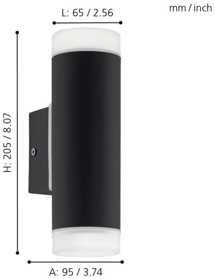Eglo 96505 - Applique a LED da esterno RIGA 2xGU10/5W