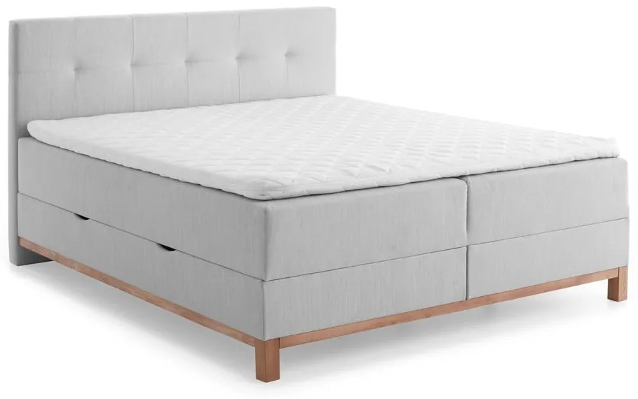 Letto boxspring grigio chiaro con contenitore 160x200 cm Catania - Meise Möbel