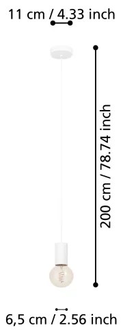 Eglo 900798 - Lampadario a sospensione con filo POZUETA 1xE27/40W/230V bianco