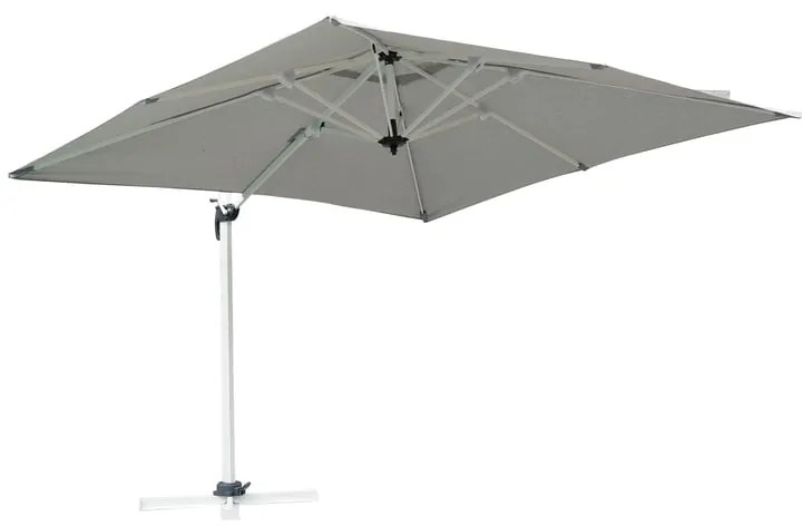 QUASI PERFETTO Ombrellone a palo laterale bianco con telo quadrato grigio L 300 x P 300 x H 268 cm