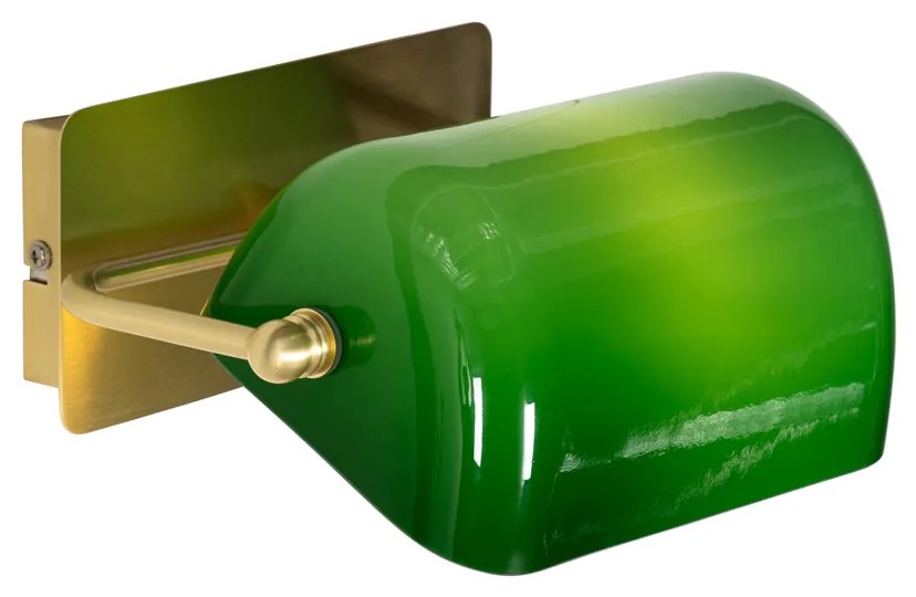 Applique da parete classica in ottone con vetro verde - Banker