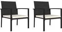 Sedie da Pranzo per Giardino 2 pz in Polyrattan Nero cod mxl 23192