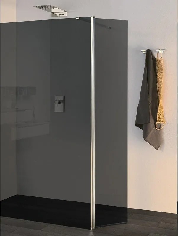 Deflettore walk-in Wens L 30 X H 200cm, vetro fumè 6 mm, profilo cromo