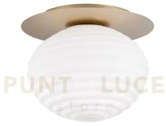 Plafoniera ripple oro 1 luce attacco e27 35x35x28cm in vetro soffia...