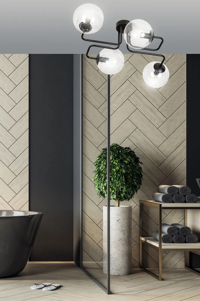 Lampadario da Soffitto BRENDI 4 in acciaio e vetro 4xE14