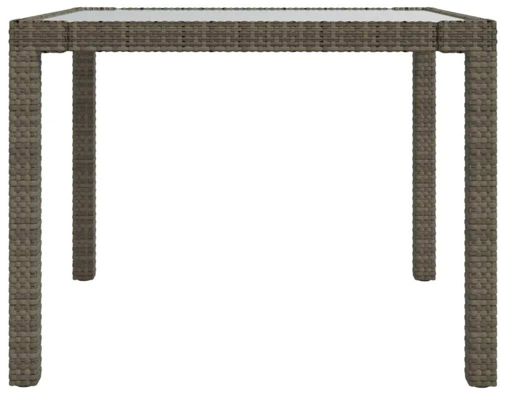 Tavolo giardino 90x90x75cm vetro temperato e polyrattan grigio