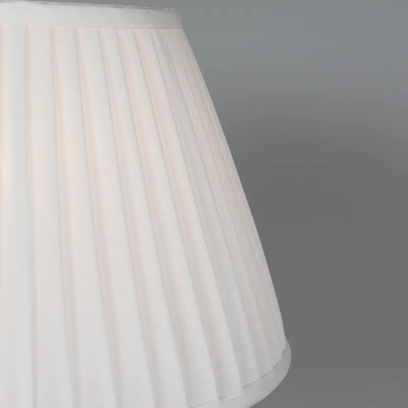 Lampada da tavolo retrò in ottone con paralume plissettato crema 35 cm - Kaso