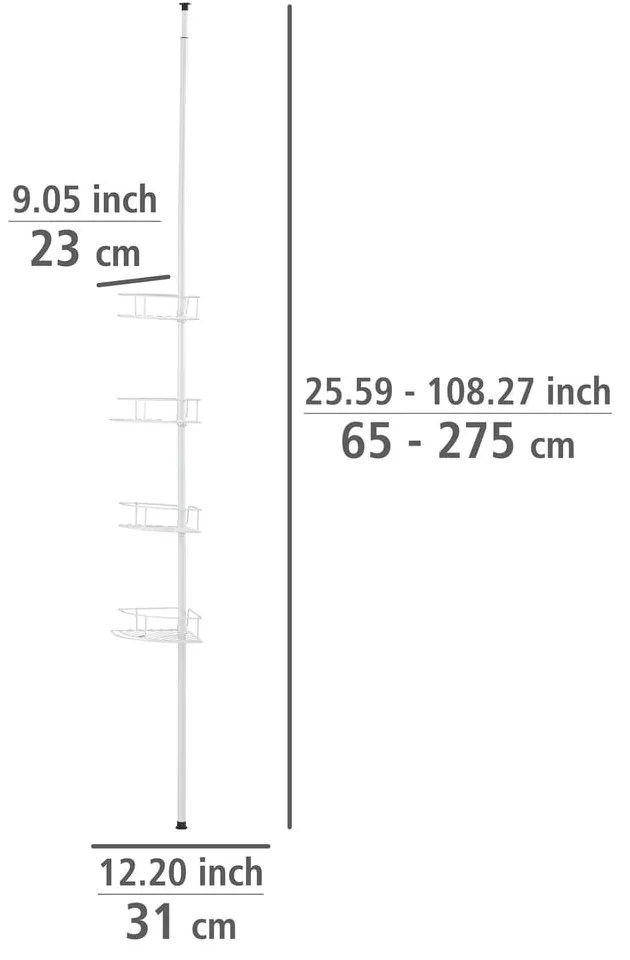 Mensola telescopica angolare in acciaio inox bianco per il bagno Dolcedo - Wenko