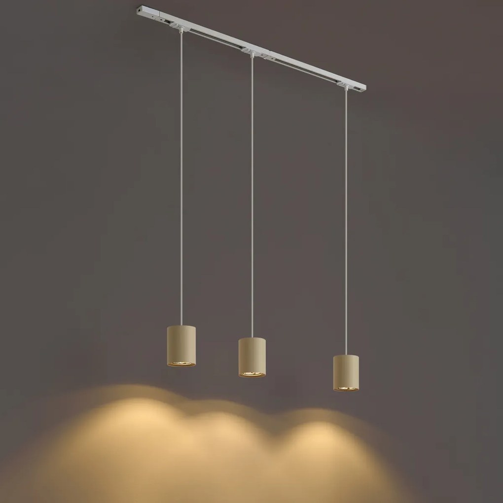 Modern railsysteem met 3 hanglampen wit met beige 1-fase - Iconic Holt