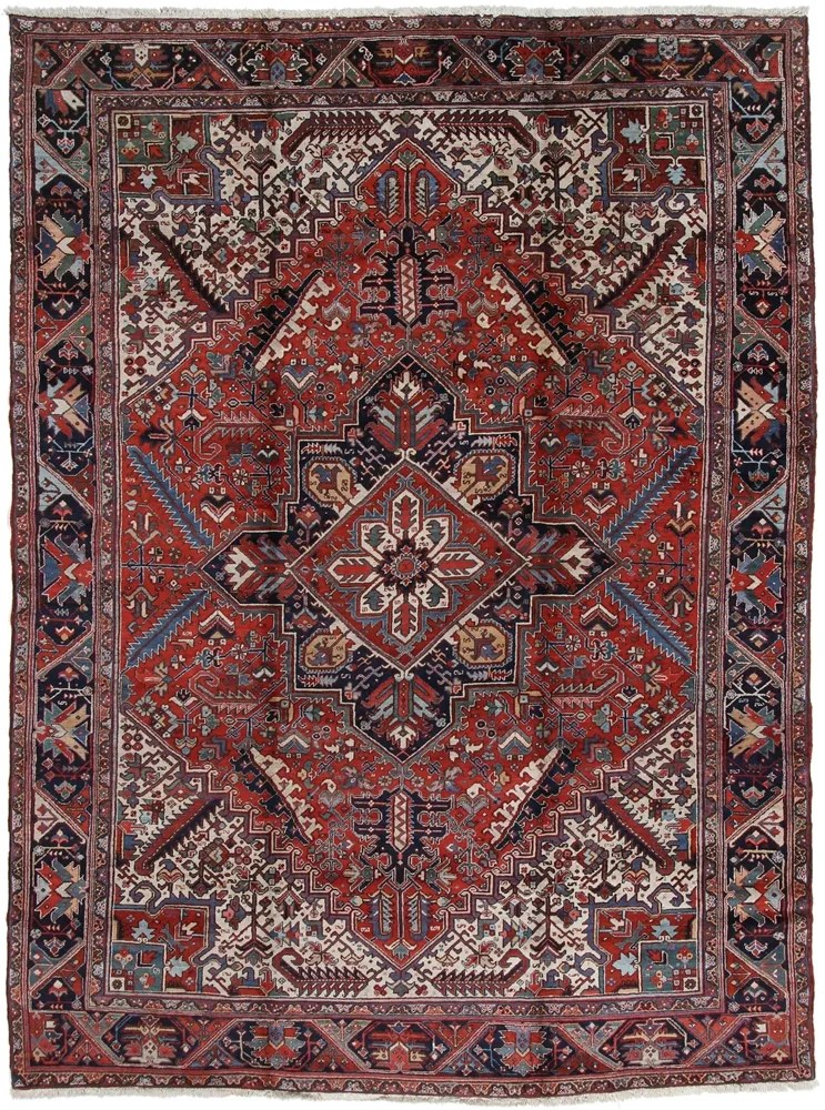Heriz Tappeto 390x290 Blu (Iran) Annodato A Mano