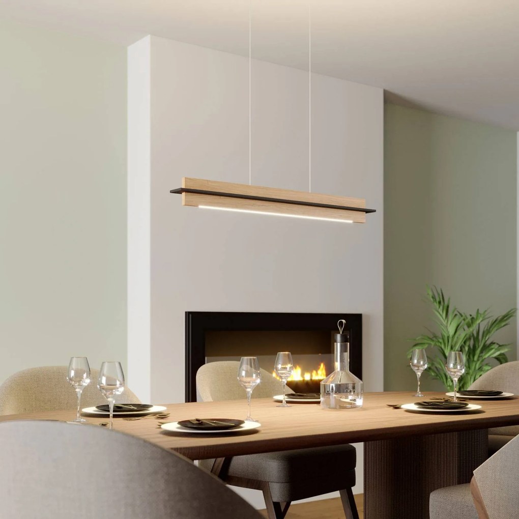 Quitani Lampada LED a sospensione Lexa di Rothfels, rovere/nero, lunghezza 78 cm