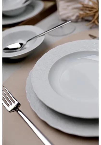 Servizio da tavola 18 pezzi in porcellana, bianco