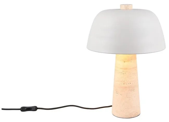 Lampada da tavolo bianca e beige con paralume in metallo (altezza totale 41 cm) Timba – Trio Select
