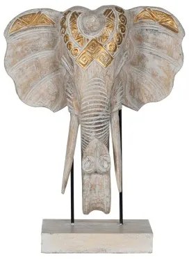 Statua Decorativa Bianco Dorato Naturale Elefante 44 x 16 x 57 cm