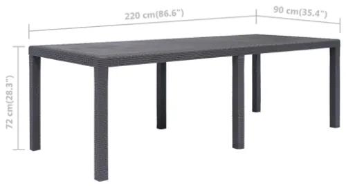 Tavolo da Giardino Marrone 220x90x72 cm Plastica Stile Rattan