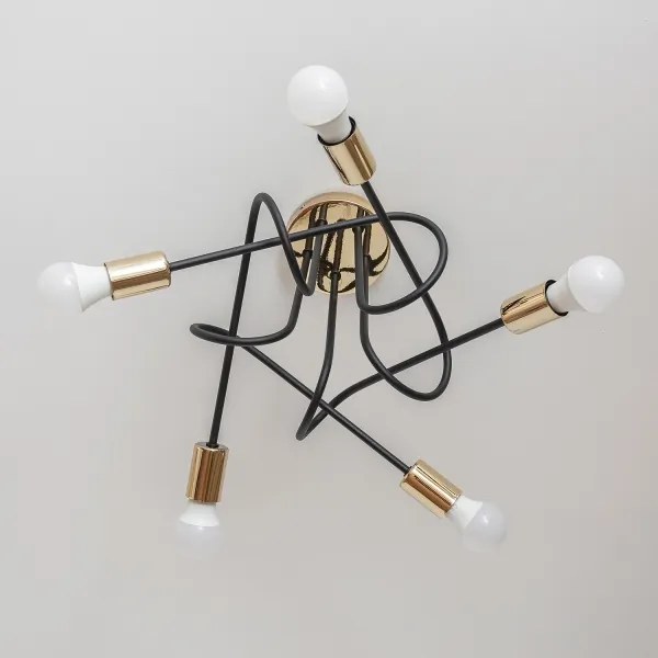 Lampadario a plafone OXFORD 5xE27/15W/230V oro/nero