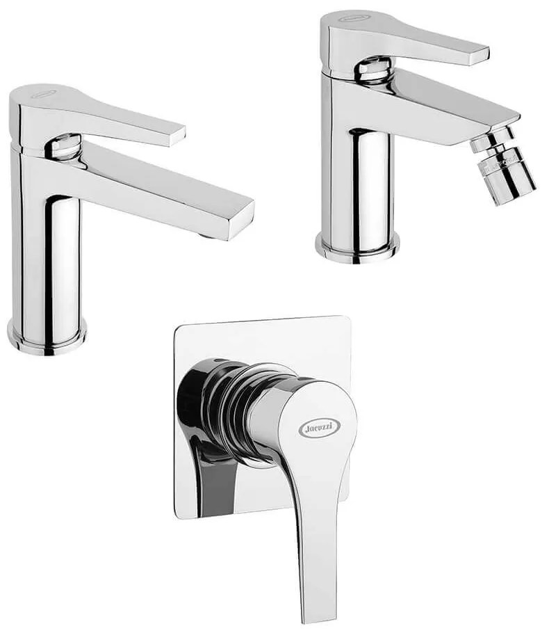 Set miscelatori lavabo + bidet + incasso doccia Jacuzzi | rubinetteria Moonlight ottone cromato per piletta click clack