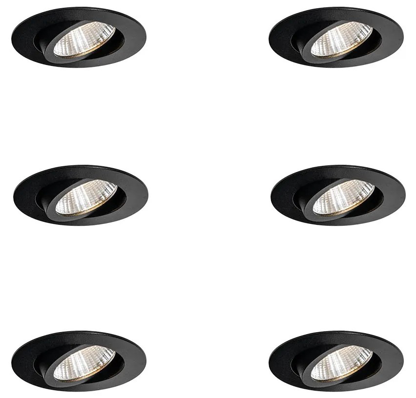 Set di 6 faretti da incasso neri 6,8 cm con LED 750 lm dimmerabili IP23 - Gaius