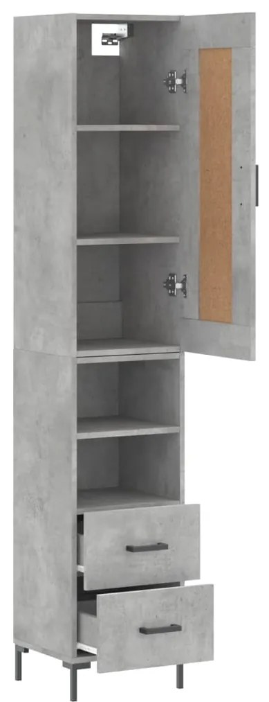 Credenza grigio cemento 34,5x34x180 cm in legno multistrato