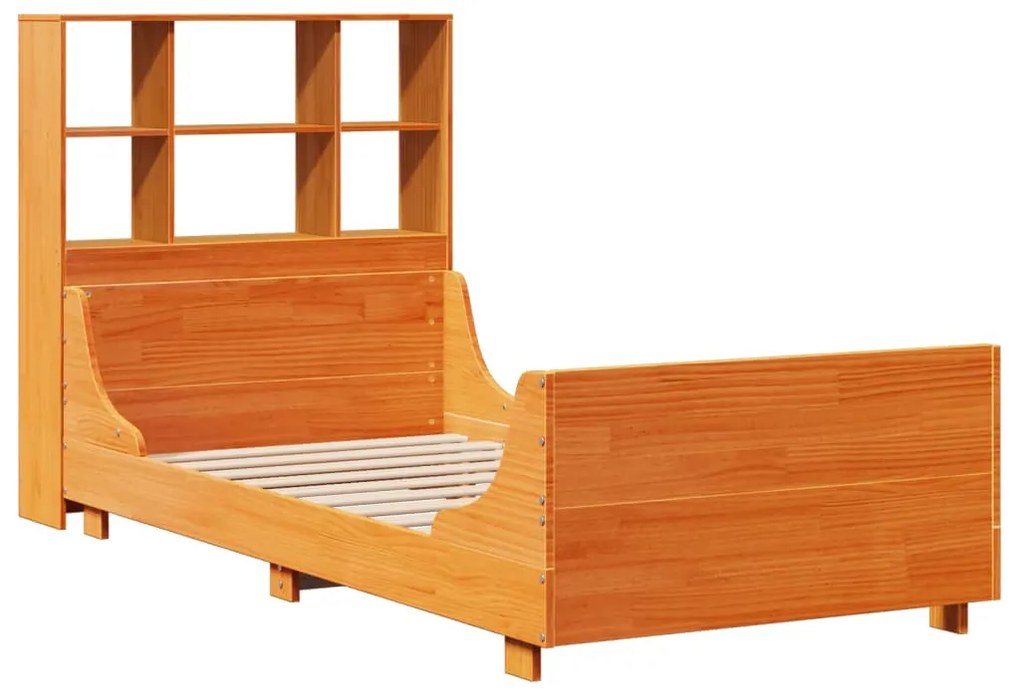 Letto libreria senza materasso marrone cera 90x190 cm legno