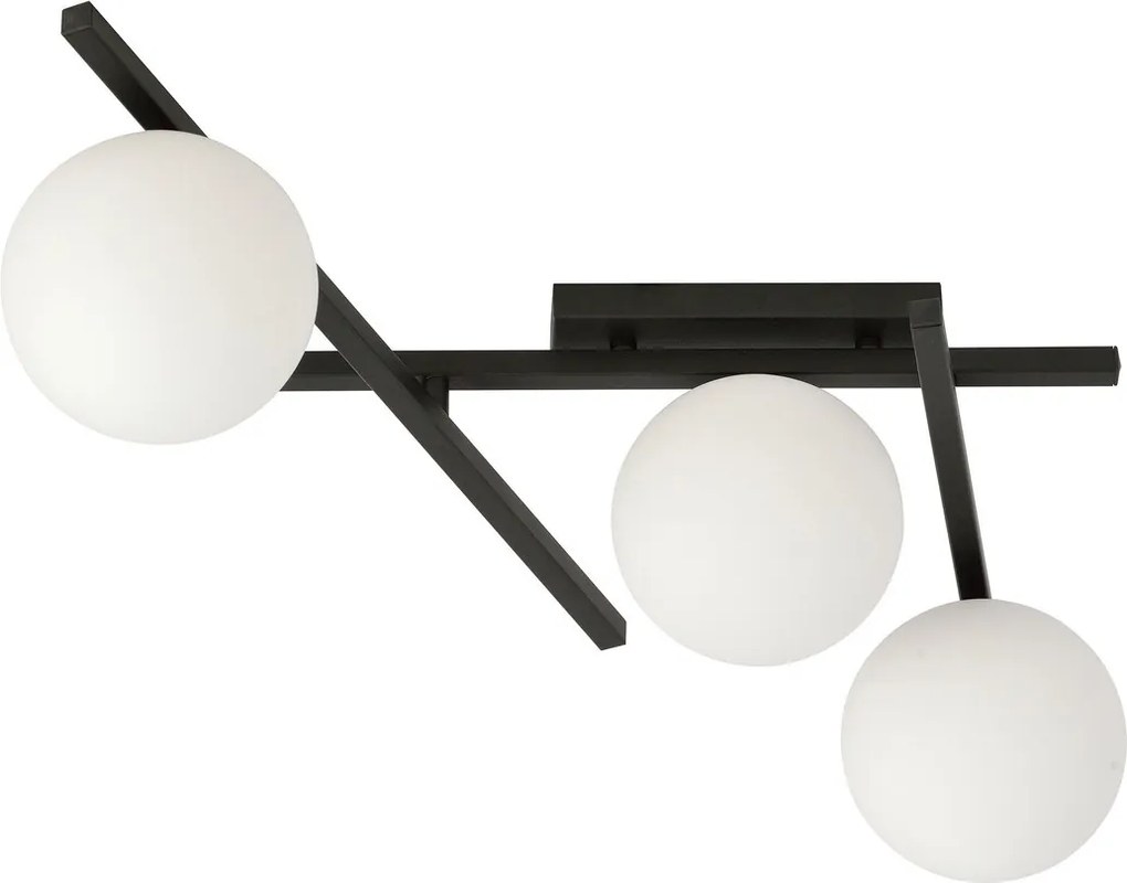 Lampadario da Soffitto in Acciaio e Vetro SMART 3 Nero 3xE14