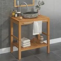 Mobile Bagno in Massello di Teak con Lavabo in Pietra di Fiume