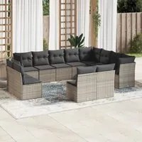 Set Divani da Giardino 12 pz con Cuscini Grigio in Polyrattan 3250309