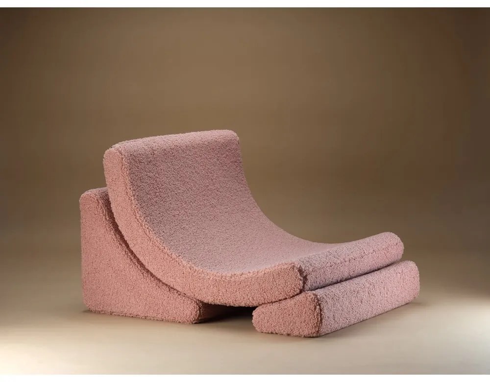 Poltrona per bambini rosa con rivestimento in bouclé Moon – Wigiwama