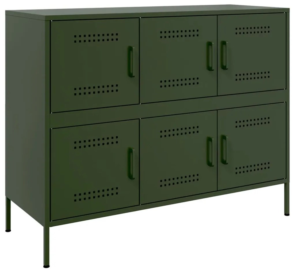 Credenza verde oliva 100,5x39x79cm in acciaio laminato a freddo