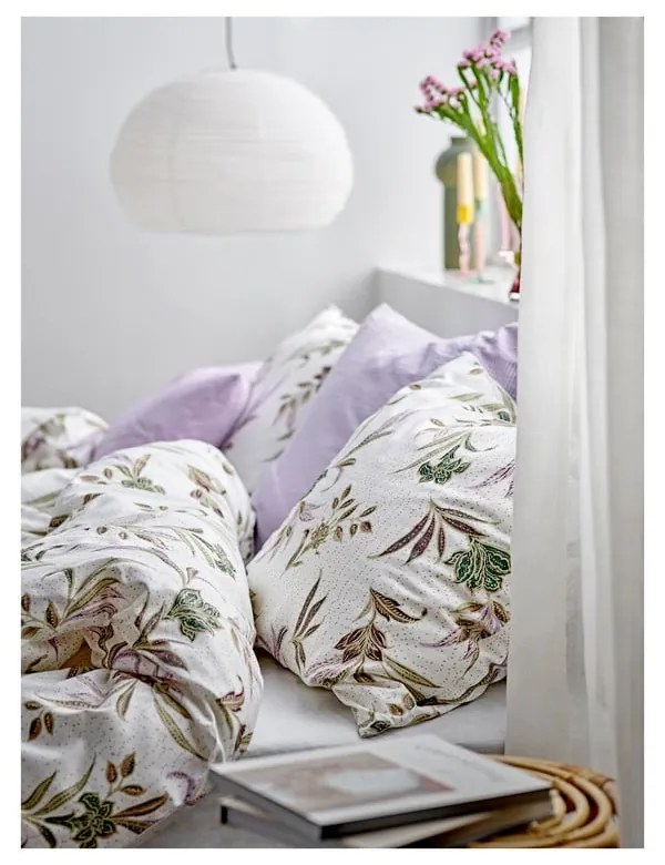 Biancheria da letto singola in cotone sateen verde e beige 140x200 cm Soft Tropic - Södahl