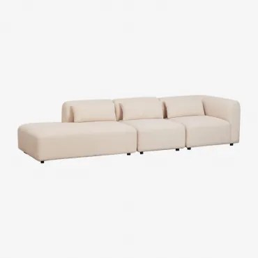 Divano Angolare Modulare In 3 Pezzi Fogler Con Chaise Lounge Ciniglia Crema Beige - Sklum