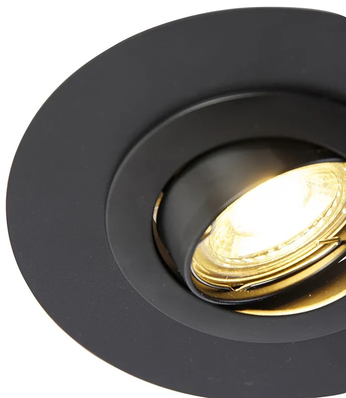 Faretto Incassato Tondo Nero Orientabile con Anello di Riempimento - Edu
