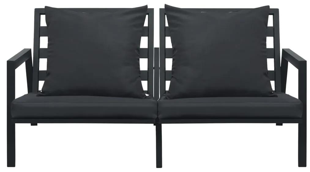 Set divani da giardino 4 pz con cuscini alluminio grigio scuro