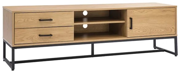 Mobile TV finitura legno chiaro rovere e metallo nero L160 cm LOVATO