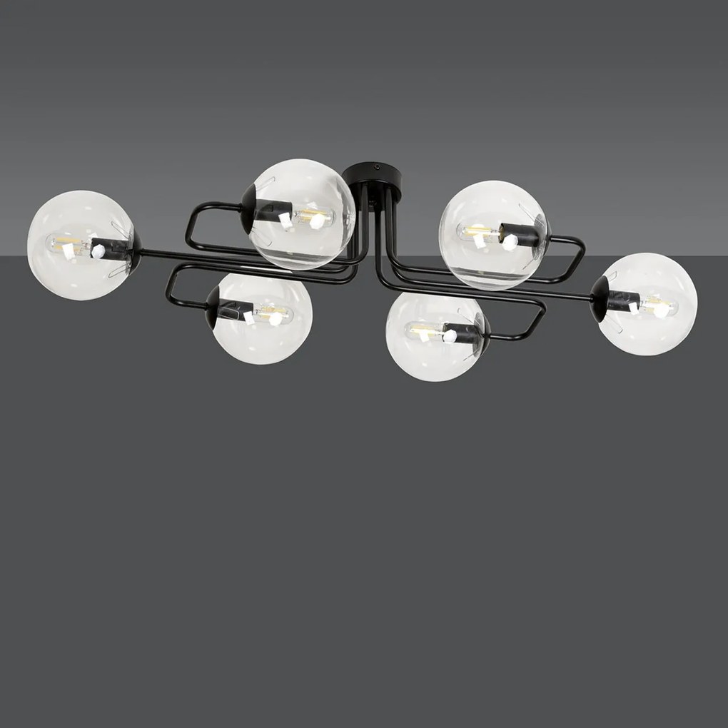 Lampadario da soffitto BRENDI 6 in acciaio e vetro 6xE14