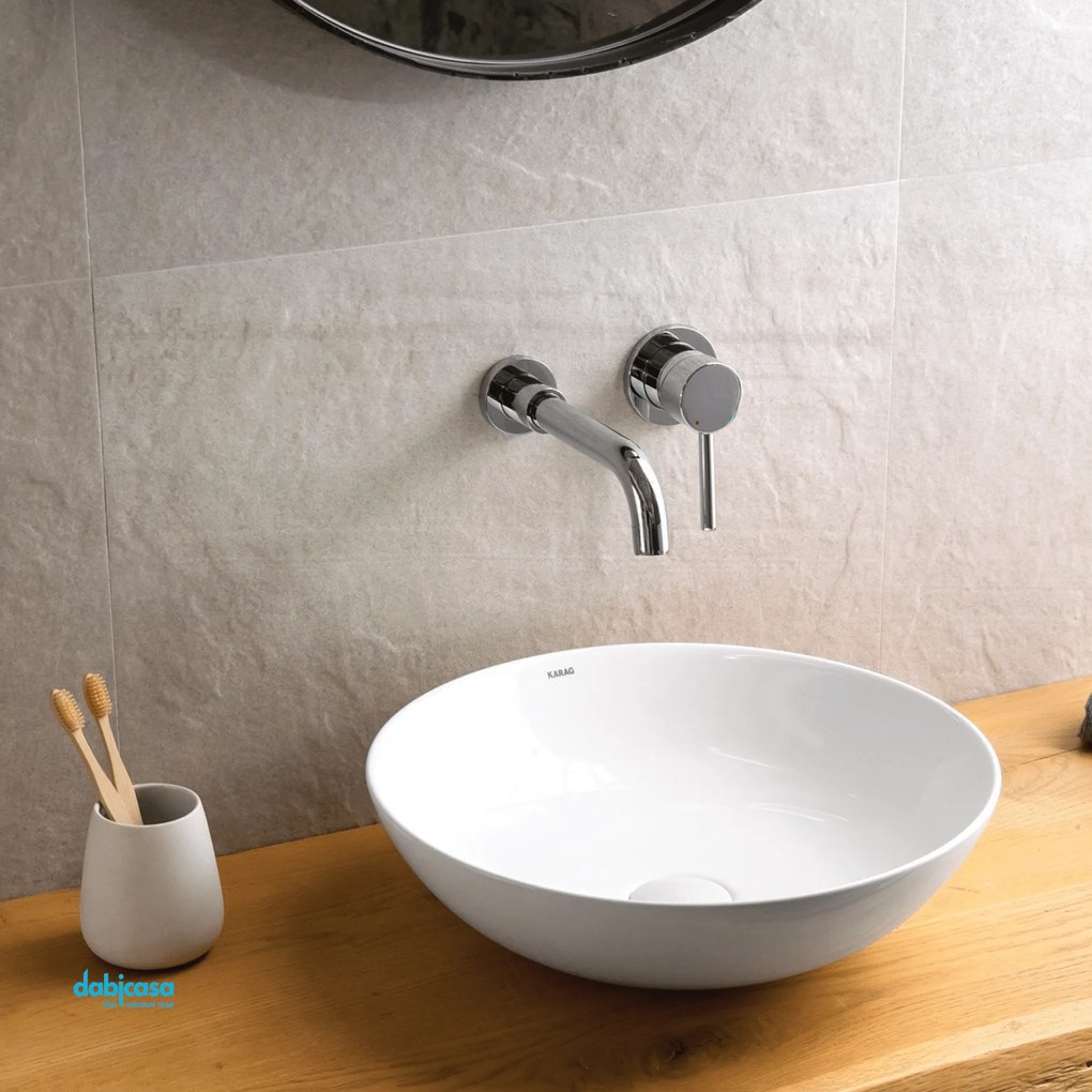 Lavabo D'Appoggio Da Diam.41,5 Cm Finitura Bianco Lucido