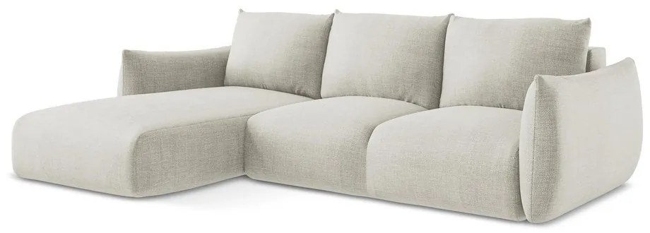 Divano angolare beige allungabile (con penisola a sinistra/con chaise lounge) Leila – Makamii