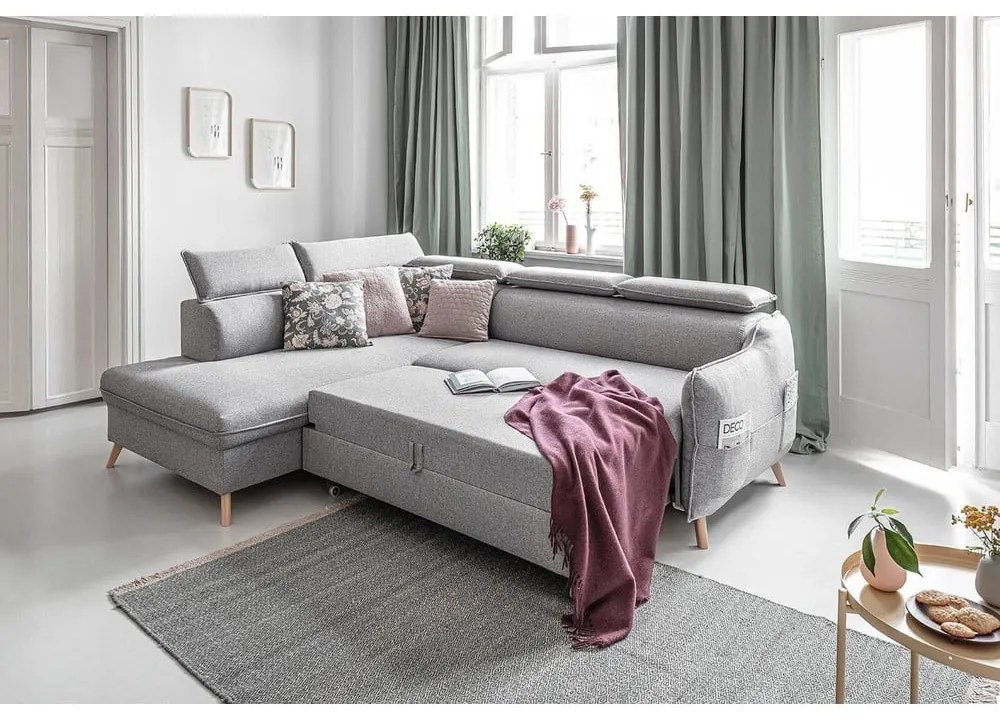 Divano letto angolare grigio chiaro (angolo sinistro) Sweet Harmony - Miuform