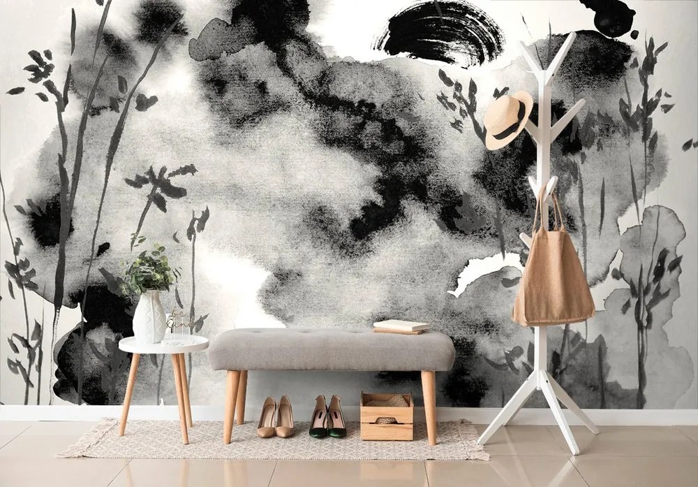 Carta da parati – Pittura giapponese del cielo in bianco e nero